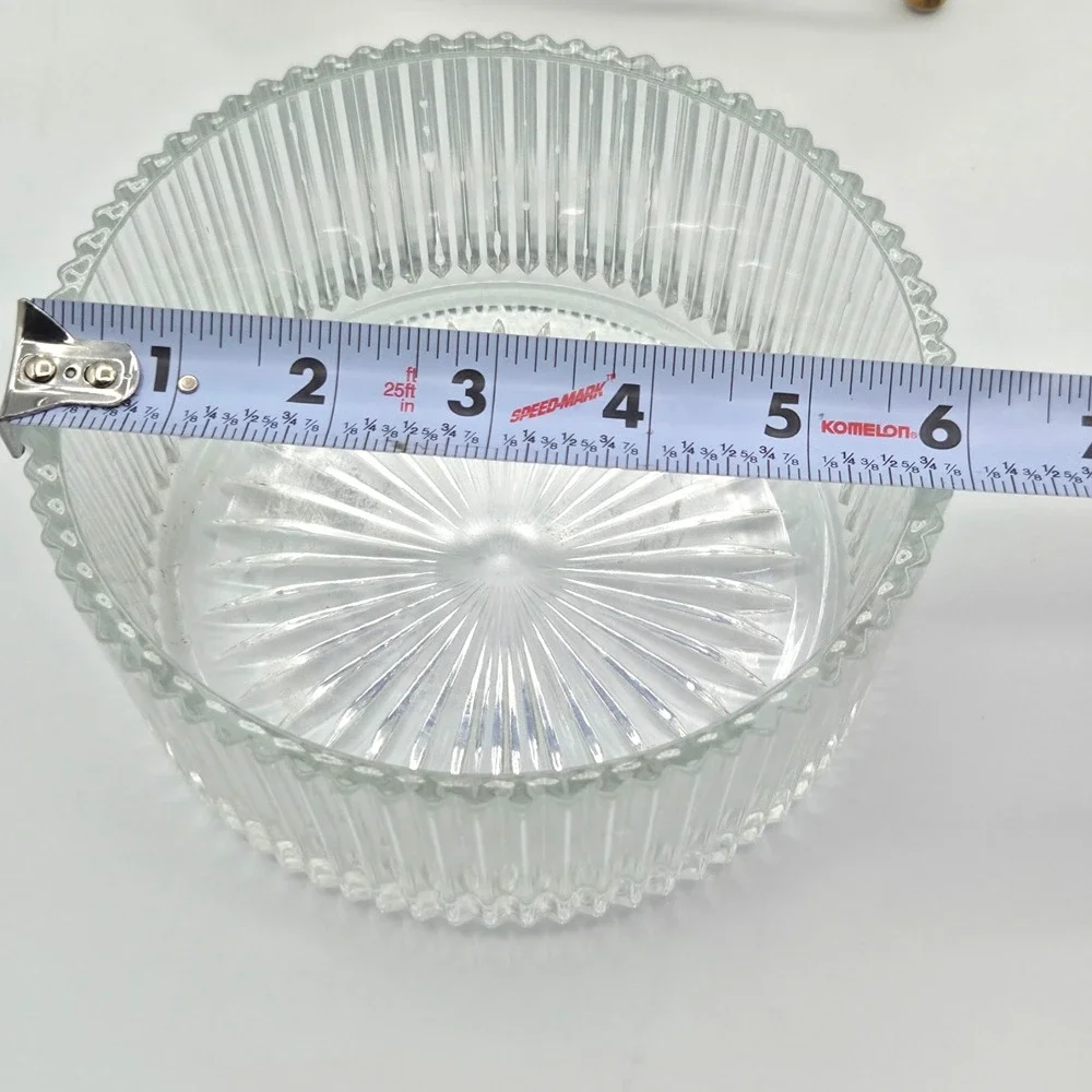 VINTAGE Teleflora Triple 3 Brass Candleholder Ribbed Glass Centerpiece Vase Dish